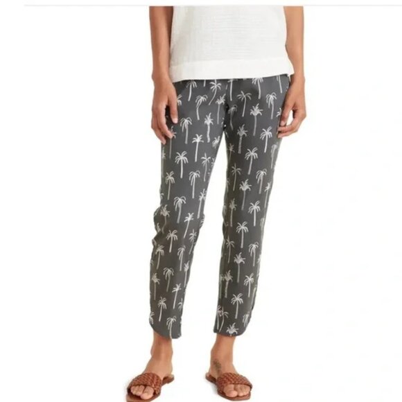 Marine Layer Women's Allison Palm Trees Dolphin Hem Pull On Pants Size M Gray - Picture 1 of 9